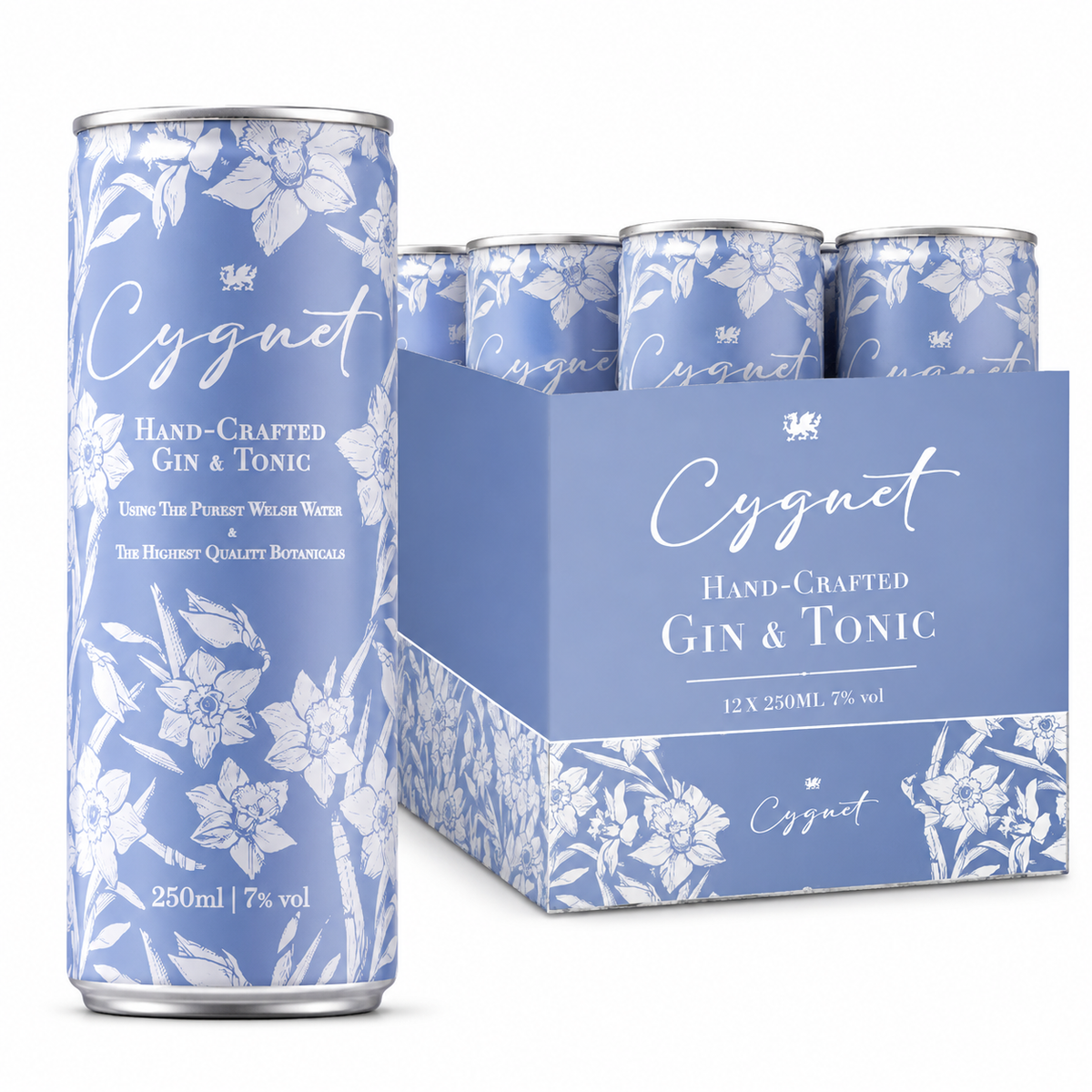Cygnet Hand Crafted Gin and Tonic Can RTD - 12 x 250ml 7% abv